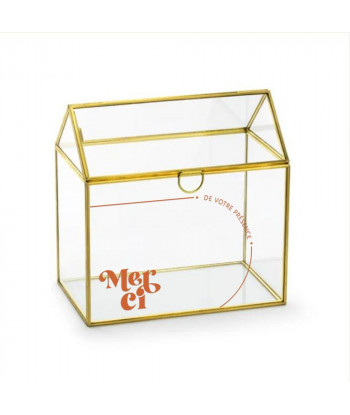 Urne terrarium doré en verre mariage -  Curve