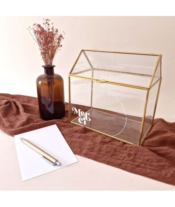 Urne terrarium doré en verre mariage -  Curve