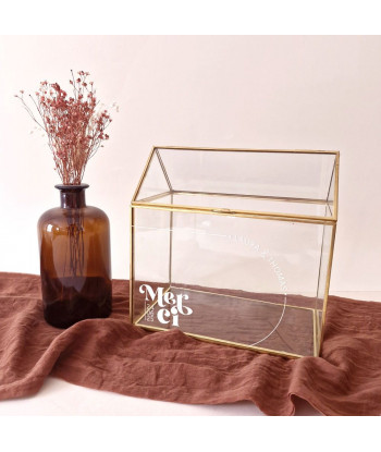 Urne terrarium doré en verre mariage -  Curve