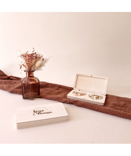 Boite à alliances personnalisable en bois mariage  minimaliste - Curve