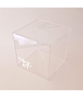 Urne mariage minimaliste transparente plexiglas -  Curve