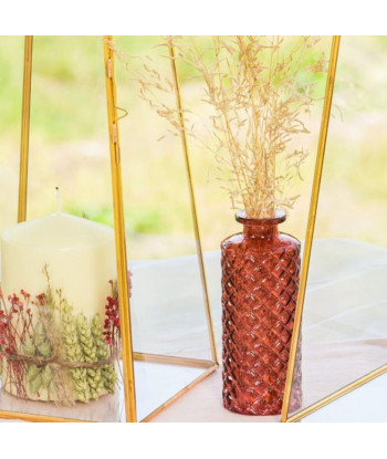 Vase en verre coloré à facettes - framboise