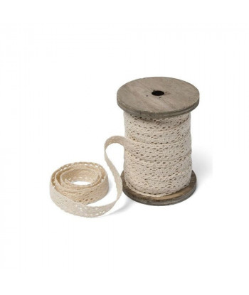 Ruban dentelle Ivoire sur bobine 1,5cm x 10 m