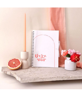 Livre d'or mariage minimaliste blanc et or -  Curve