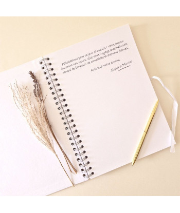 Livre d'or mariage minimaliste blanc et or -  Curve