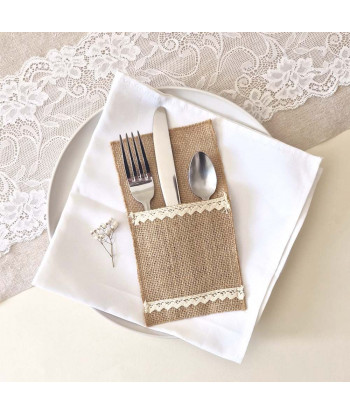 Portes couverts en jute et dentelle x4