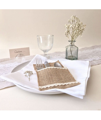 Portes couverts en jute et dentelle x4