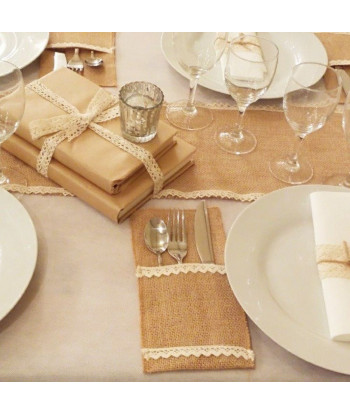 Portes couverts en jute et dentelle x4