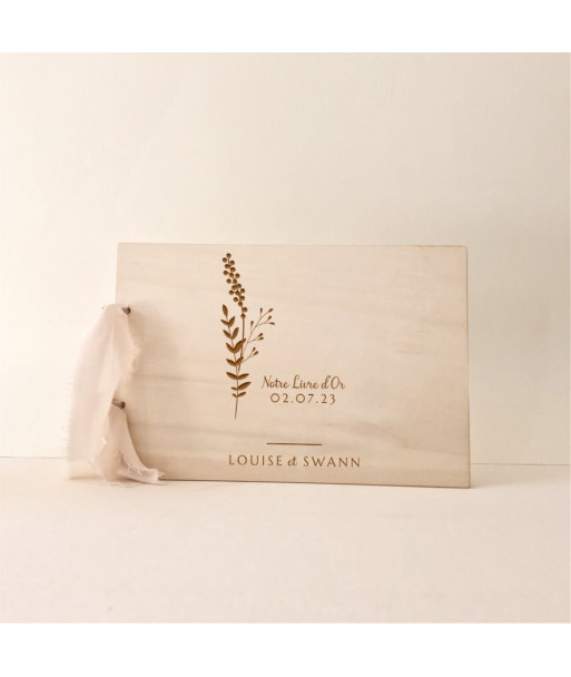 Livre d'or mariage fleuri personnalisé en bois - FLEURS SAUVAGES