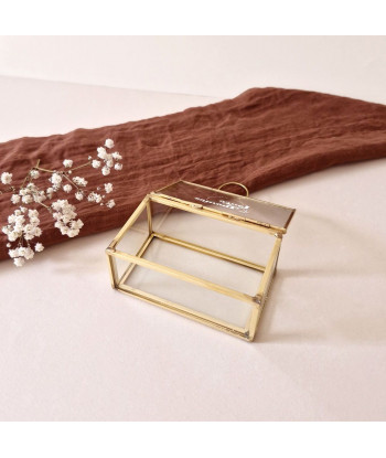 Boîte à alliances en verre et métal or mariage minimaliste - Curve
