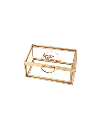 Boîte à alliances en verre et métal or mariage minimaliste - Curve