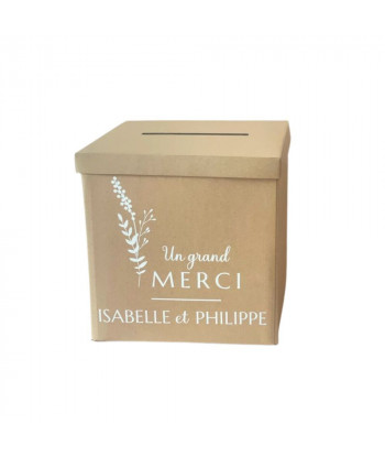 Urne mariage personnalisable kraft - Fleurs sauvages