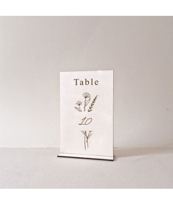 Numéro de table en bois mariage fleuri - FLEURS DES CHAMPS