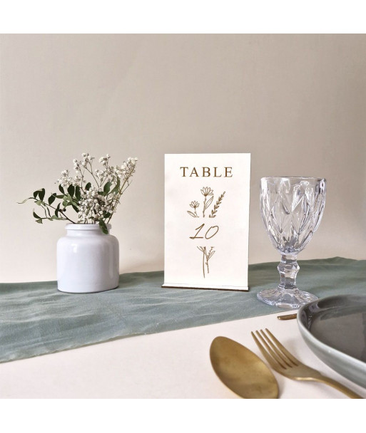 Numéro de table en bois mariage fleuri - FLEURS DES CHAMPS