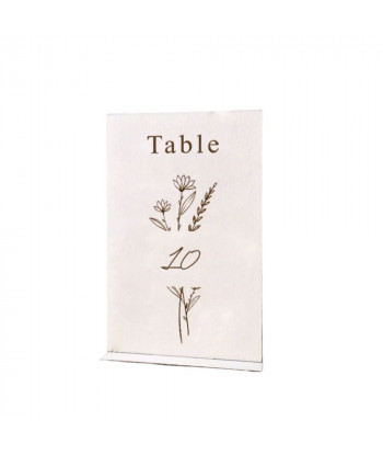 Numéro de table en bois mariage fleuri - FLEURS DES CHAMPS