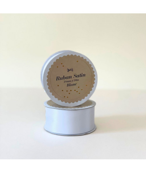 Ruban satin blanc 38 mm x 20 m