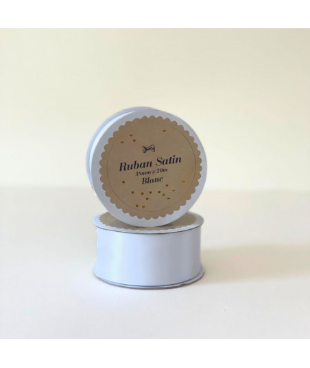 Ruban satin blanc 38 mm x 20 m