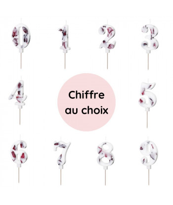 Bougie chiffre fleurs séchées