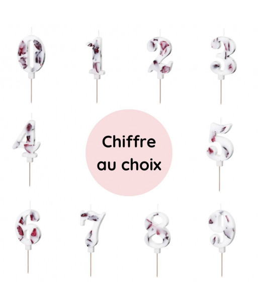 Bougie chiffre fleurs séchées