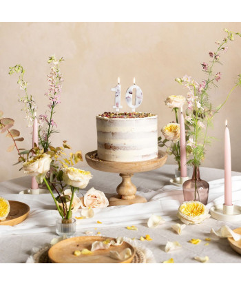 Bougie chiffre fleurs séchées