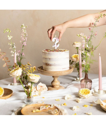 Bougie chiffre fleurs séchées