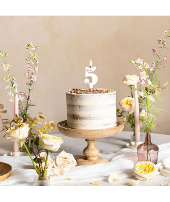 Bougie chiffre fleurs séchées