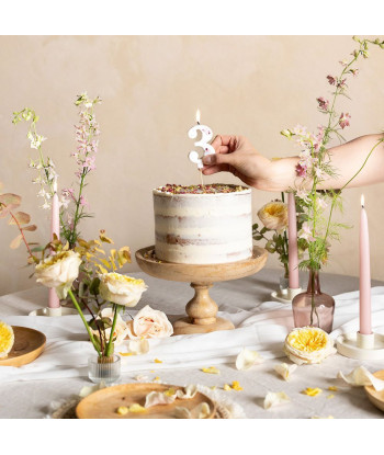 Bougie chiffre fleurs séchées