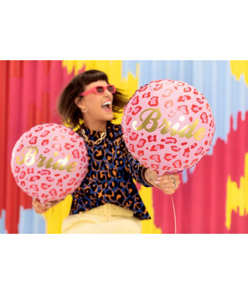 Ballon EVJF "Bride" leopard rouge et rose 45 cm