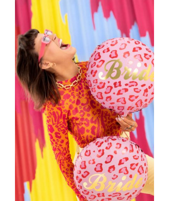 Ballon EVJF "Bride" leopard rouge et rose 45 cm