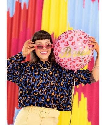 Ballon EVJF "Bride" leopard rouge et rose 45 cm