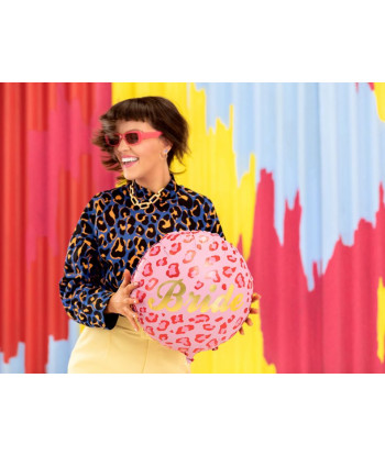 Ballon EVJF "Bride" leopard rouge et rose 45 cm