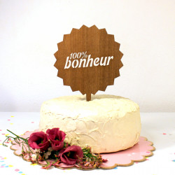Cake topper 100% Bonheur en...
