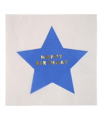 serviettes anniversaire étoiles multicolores