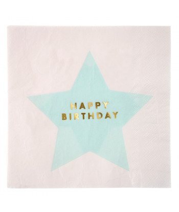 serviettes anniversaire étoiles multicolores