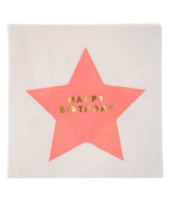 serviettes anniversaire étoiles multicolores