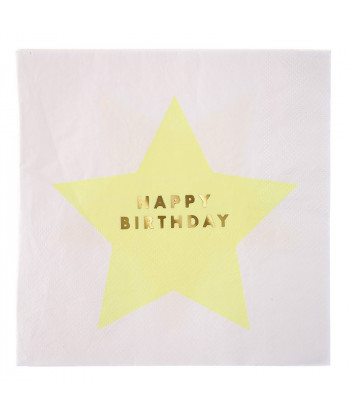 serviettes anniversaire étoiles multicolores