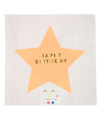 serviettes anniversaire étoiles multicolores