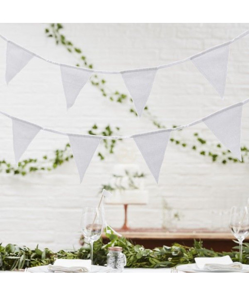 Guirlande de fanions coton blanc