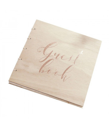 Livre d'or couverture bois et or rose