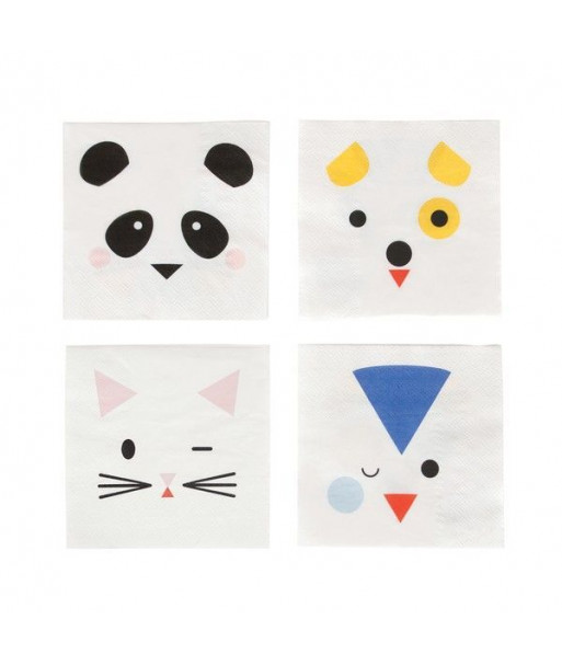 Mini serviettes animaux (par 12)