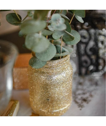 Vase avec paillettes or