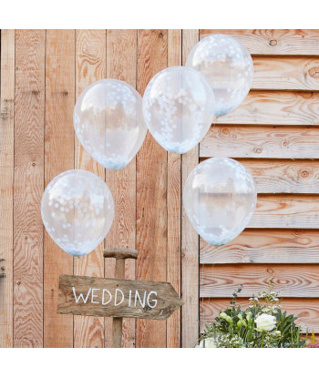 Ballons confettis blancs (par 5)