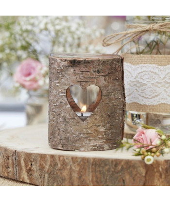 Photophore en bois découpe coeur