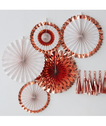 Rosaces blanches et rose gold (par 5)