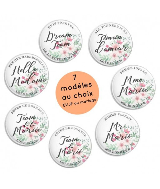 Badges EVJF et mariage champêtre