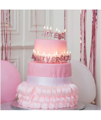 Bougies joyeux anniversaire rose gold