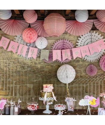 Guirlande baby shower rose